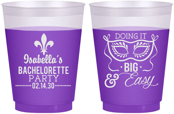 Custom Bachelorette 16 oz Color Changing Frosted Cups - Mardi Gras | 60059