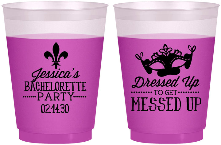Custom Bachelorette 16 oz Color Changing Frosted Cups - Mardi Gras | 60061