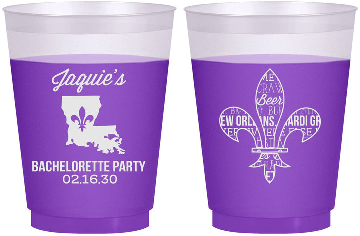 Custom Bachelorette 16 oz Color Changing Frosted Cups - Mardi Gras | 60062