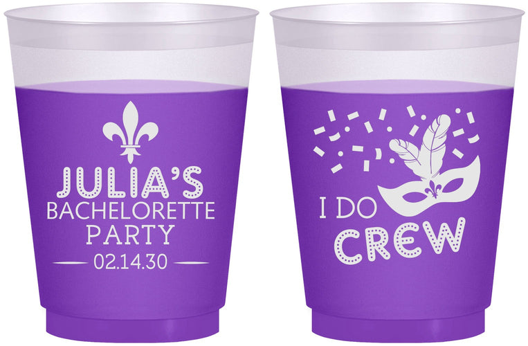 Custom Bachelorette 16 oz Color Changing Frosted Cups - Mardi Gras I Do Crew | 60063