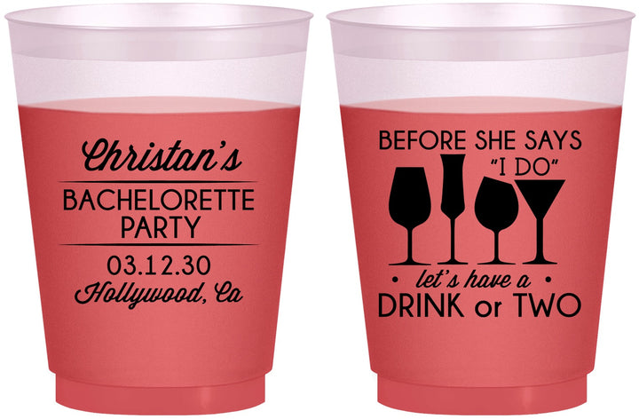 Custom Bachelorette 16 oz Color Changing Frosted Cups - Before She Says I Do | 60064