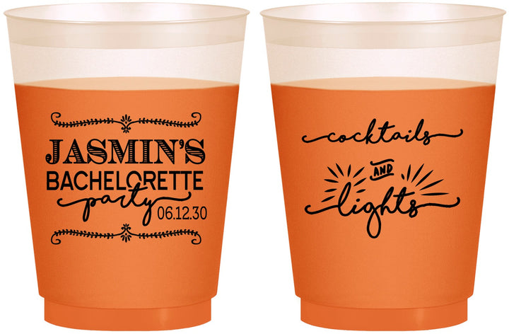 Custom Bachelorette 16 oz Color Changing Frosted Cups - Cocktails And Lights | 60065