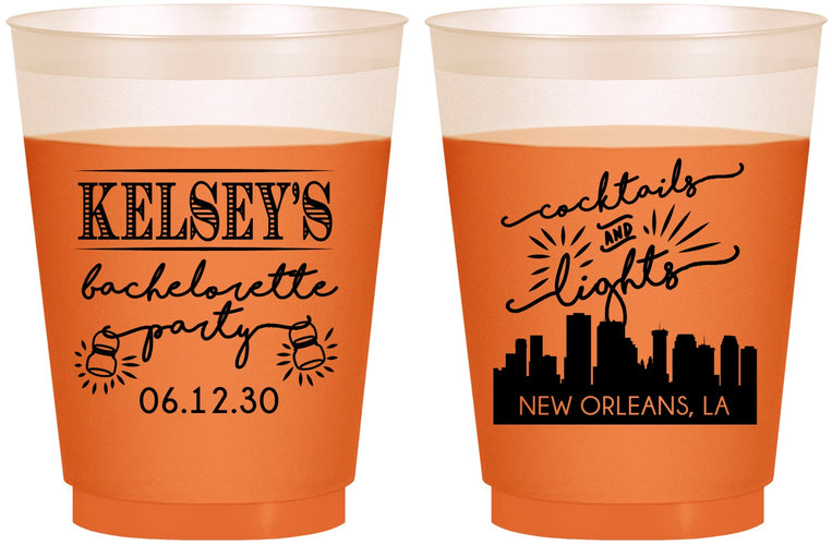 Custom Bachelorette 16 oz Color Changing Frosted Cups - New Orleans | 60066