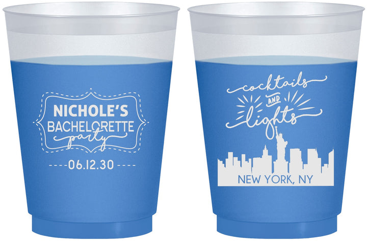 Custom Bachelorette 16 oz Color Changing Frosted Cups - New York | 60069