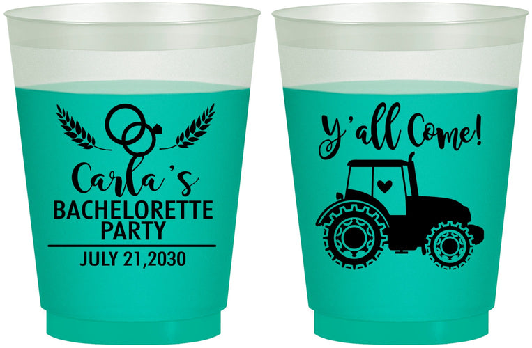 Custom Bachelorette 16 oz Color Changing Frosted Cups - Tractor Farm | 60070