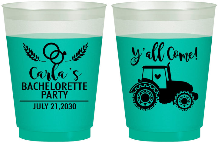 Custom Bachelorette 16 oz Color Changing Frosted Cups - Tractor Farm | 60070
