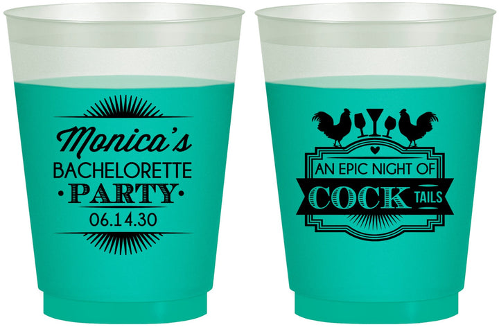 Custom Bachelorette 16 oz Color Changing Frosted Cups - Epic Night Of Cocktails | 60071