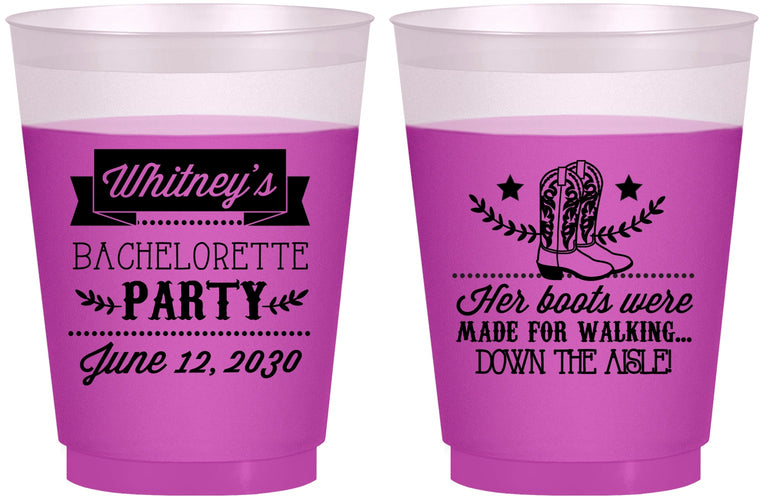 Custom Bachelorette 16 oz Color Changing Frosted Cups - Cowgirl Boots | 60072