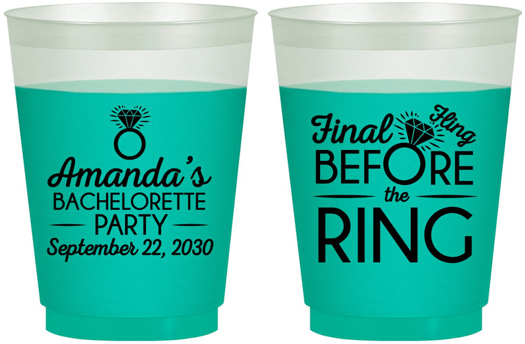 Custom Bachelorette 16 oz Color Changing Frosted Cups - Final Fling Before The Ring | 60074