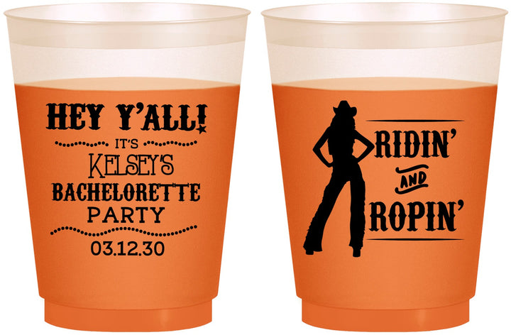 Custom Bachelorette 16 oz Color Changing Frosted Cups - Ridin And Ropin | 60078