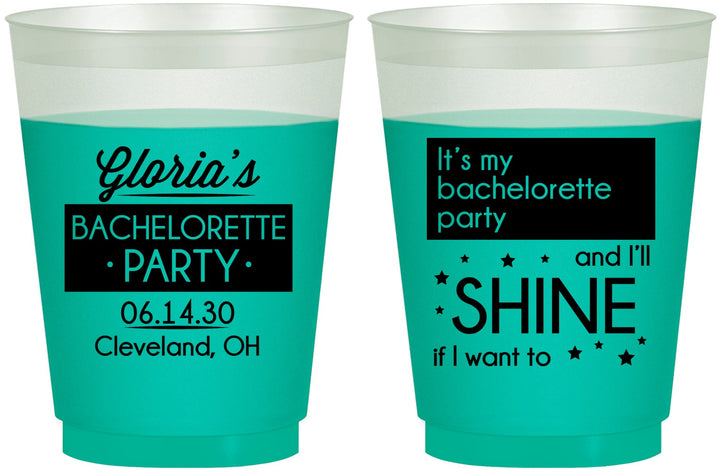 Custom Bachelorette 16 oz Color Changing Frosted Cups - Shine | 60080