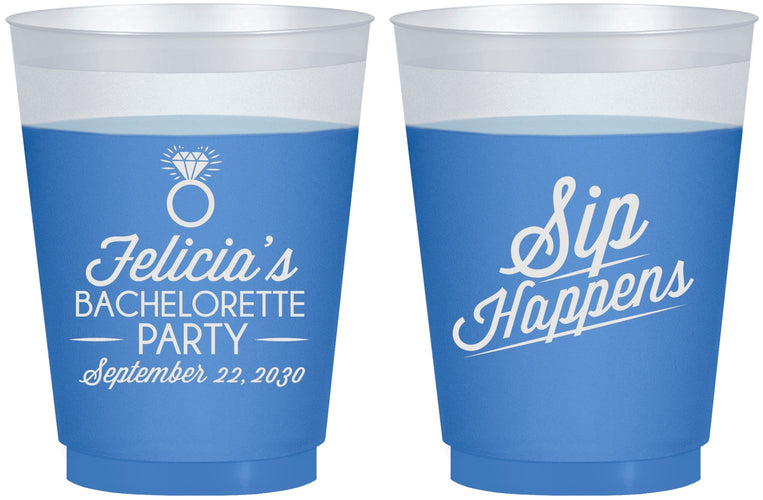 Custom Bachelorette 16 oz Color Changing Frosted Cups - Sip Happens | 60081