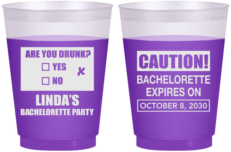 Custom Bachelorette 16 oz Color Changing Frosted Cups - Caution | 60082