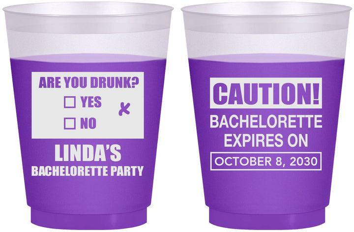 Custom Bachelorette 16 oz Color Changing Frosted Cups - Caution | 60082