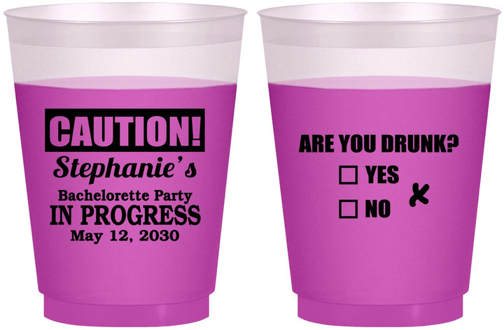 Custom Bachelorette 16 oz Color Changing Frosted Cups - Drunk Yes Or No | 60083