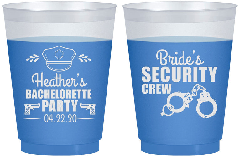 Custom Bachelorette 16 oz Color Changing Frosted Cups - Police Security Crew | 60091