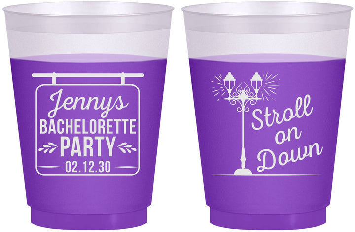 Custom Bachelorette 16 oz Color Changing Frosted Cups - Stroll On Down | 60092