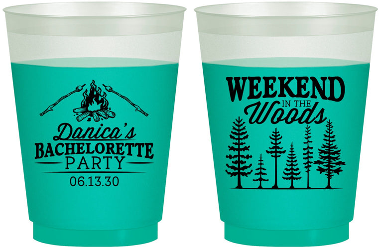 Custom Bachelorette 16 oz Color Changing Frosted Cups - Camping | 60094