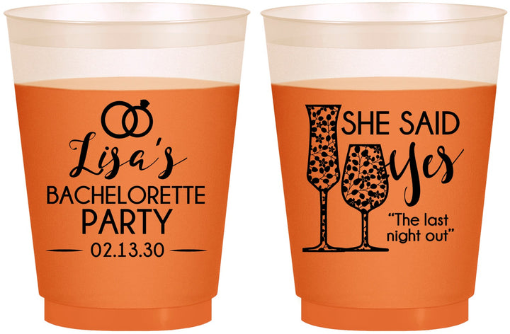 Custom Bachelorette 16 oz Color Changing Frosted Cups - The Last Night Out | 60097