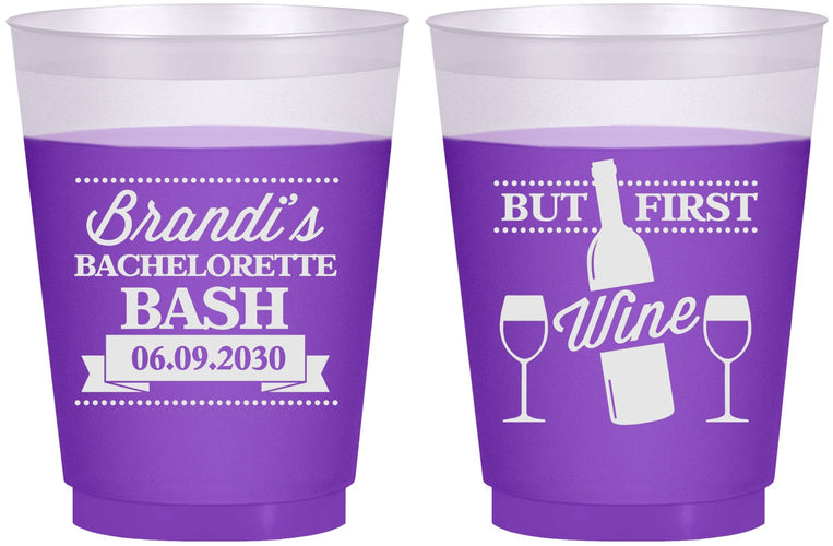 Custom Bachelorette 16 oz Color Changing Frosted Cups - Wine | 60099