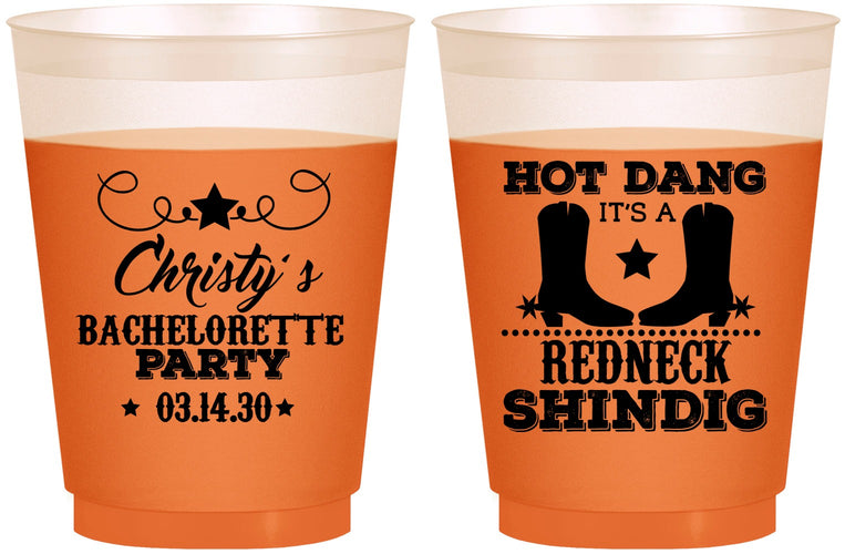 Custom Bachelorette 16 oz Color Changing Frosted Cups - Redneck Shindig | 60100