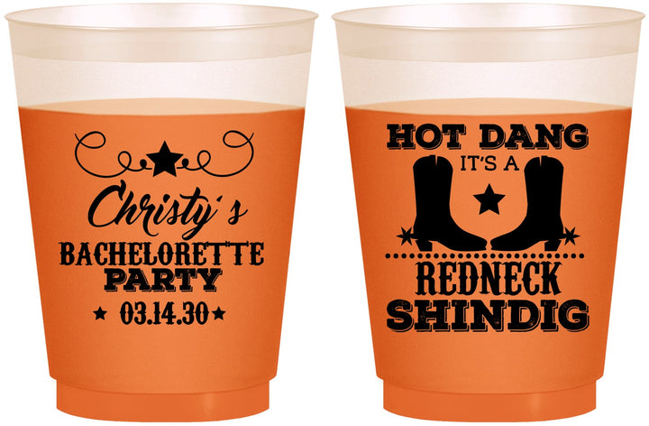 Custom Bachelorette 16 oz Color Changing Frosted Cups - Redneck Shindig | 60100