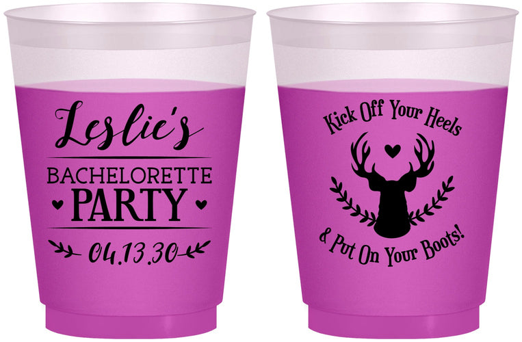 Custom Bachelorette 16 oz Color Changing Frosted Cups - Deer Heels Boots | 60102
