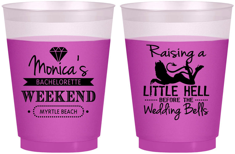 Custom Bachelorette 16 oz Color Changing Frosted Cups - Raising A Little Hell | 60103