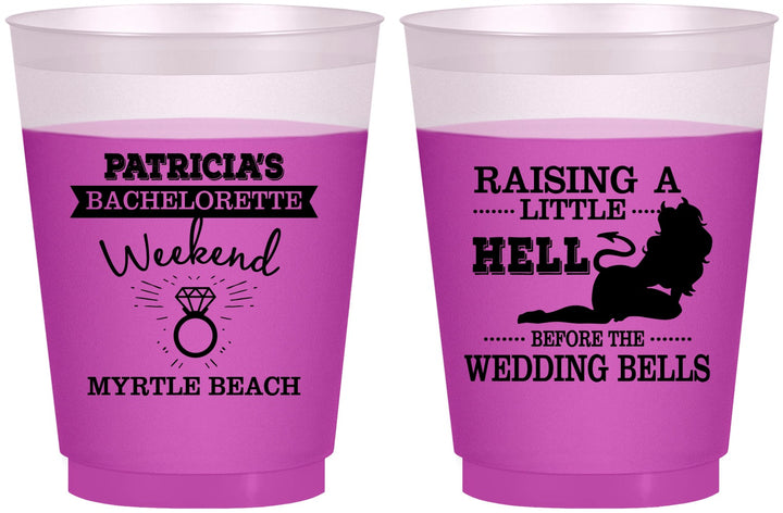 Custom Bachelorette 16 oz Color Changing Frosted Cups - Raising A Little Hell | 60104
