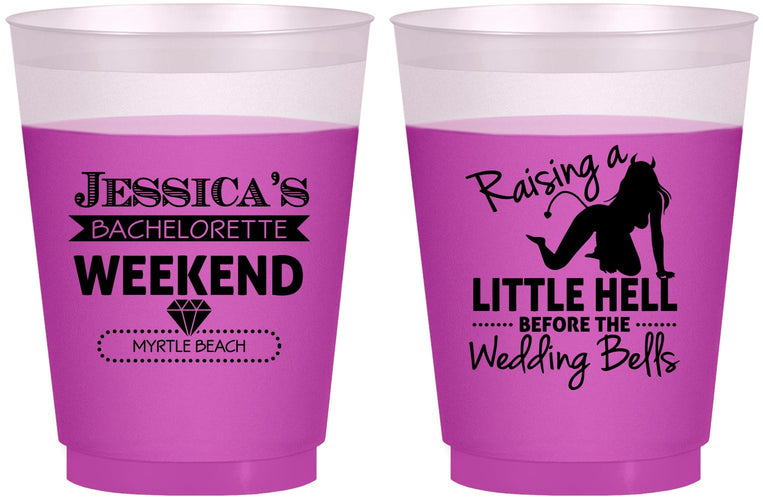 Custom Bachelorette 16 oz Color Changing Frosted Cups - Raising A Little Hell | 60105