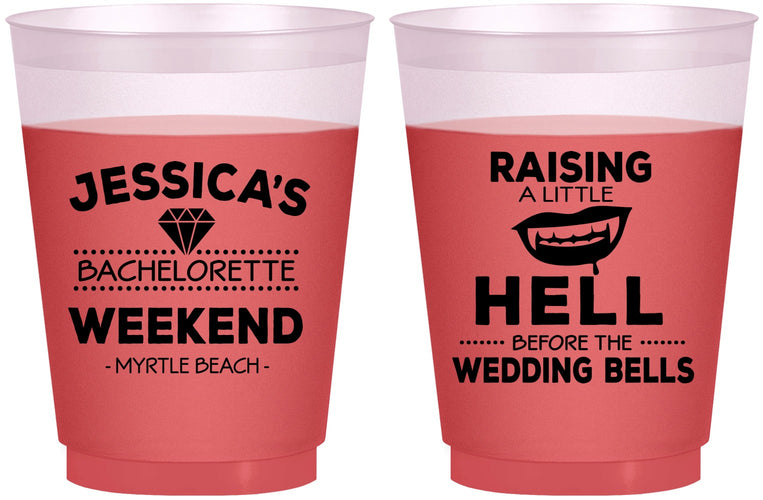 Custom Bachelorette 16 oz Color Changing Frosted Cups - Raising A Little Hell | 60106
