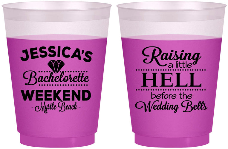 Custom Bachelorette 16 oz Color Changing Frosted Cups - Raising A Little Hell | 60107
