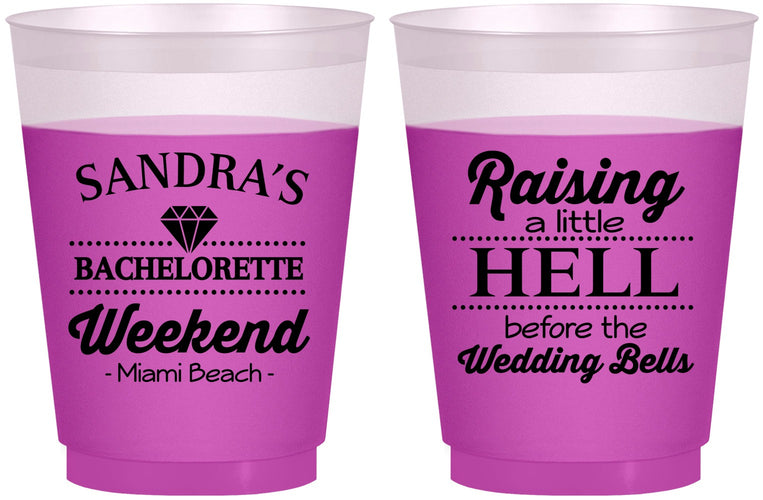 Custom Bachelorette 16 oz Color Changing Frosted Cups - Raising A Little Hell | 60108