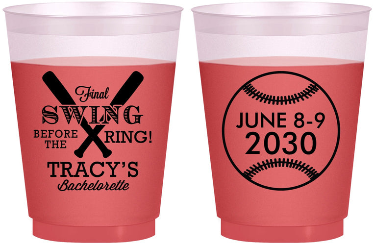 Custom Bachelorette 16 oz Color Changing Frosted Cups - Final Swing Before Ring | 60109