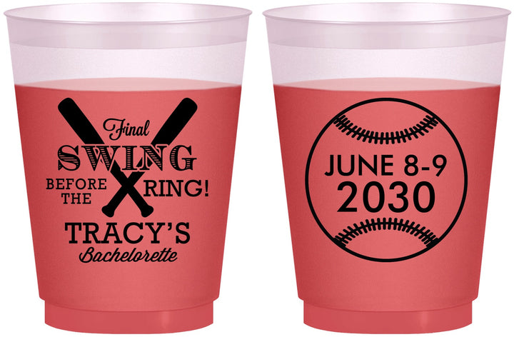 Custom Bachelorette 16 oz Color Changing Frosted Cups - Final Swing Before Ring | 60109