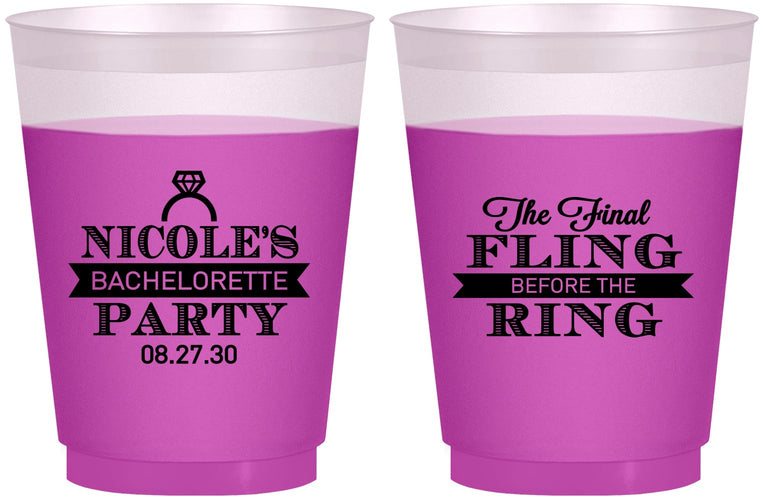 Custom Bachelorette 16 oz Color Changing Frosted Cups - Final Fling Before The Ring | 60110