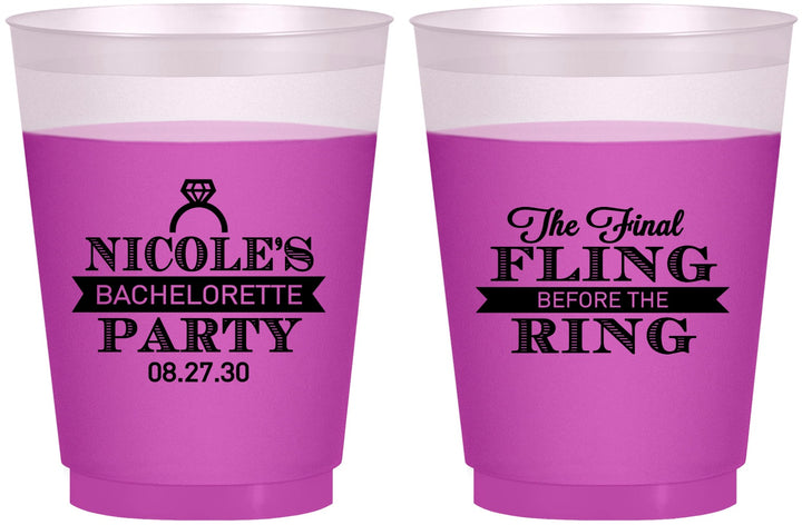 Custom Bachelorette 16 oz Color Changing Frosted Cups - Final Fling Before The Ring | 60110