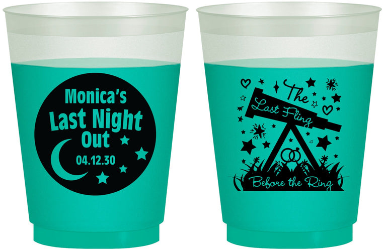 Custom Bachelorette 16 oz Color Changing Frosted Cups - Last Fling Before Rings | 60113