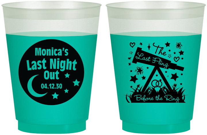 Custom Bachelorette 16 oz Color Changing Frosted Cups - Last Fling Before Rings | 60113