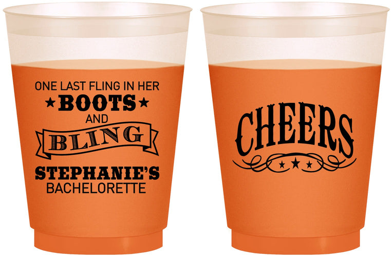 Custom Bachelorette 16 oz Color Changing Frosted Cups - Boots And Bling | 60118