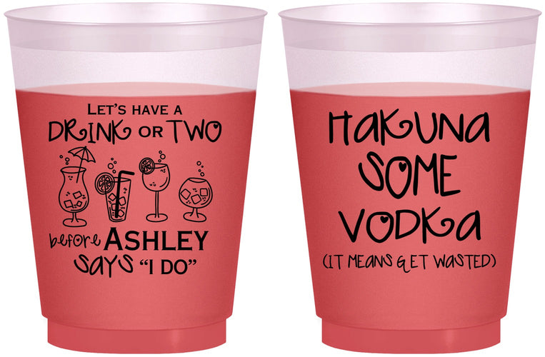Custom Bachelorette 16 oz Color Changing Frosted Cups - Lets Get Wasted | 60119
