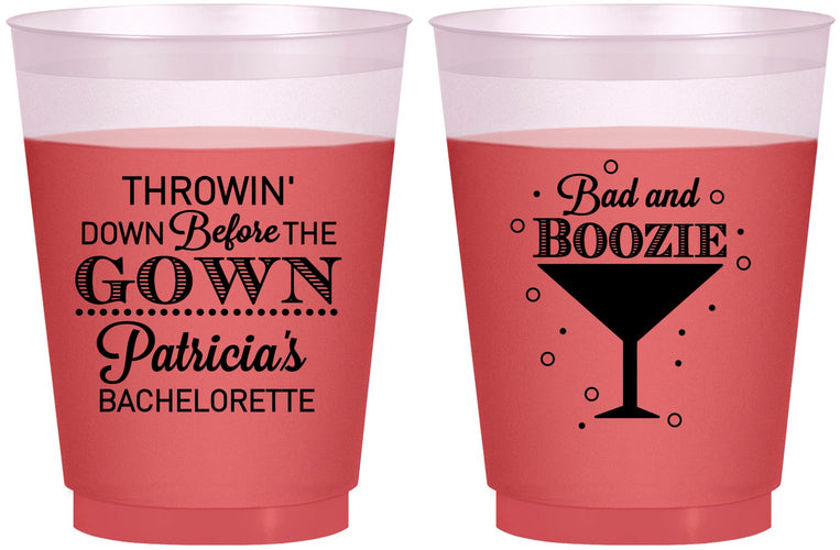 Custom Bachelorette 16 oz Color Changing Frosted Cups - Bad And Boozie | 60121