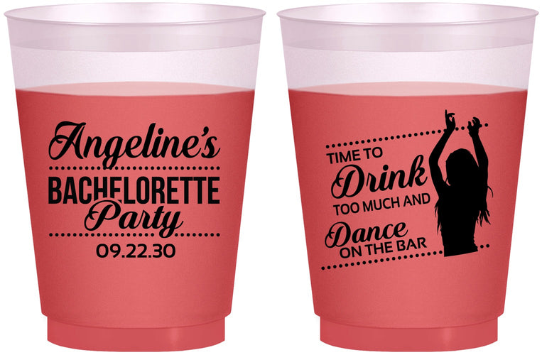 Custom Bachelorette 16 oz Color Changing Frosted Cups - Drink Dance On Bar | 60122