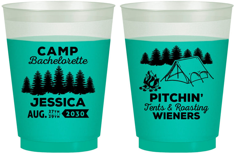 Custom Bachelorette 16 oz Color Changing Frosted Cups - Camping | 60125
