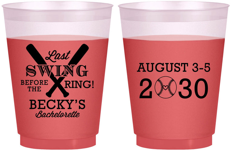 Custom Bachelorette 16 oz Color Changing Frosted Cups - Last Swing Before Ring | 60127