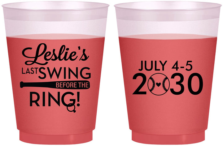 Custom Bachelorette 16 oz Color Changing Frosted Cups - Last Swing Before Ring | 60128