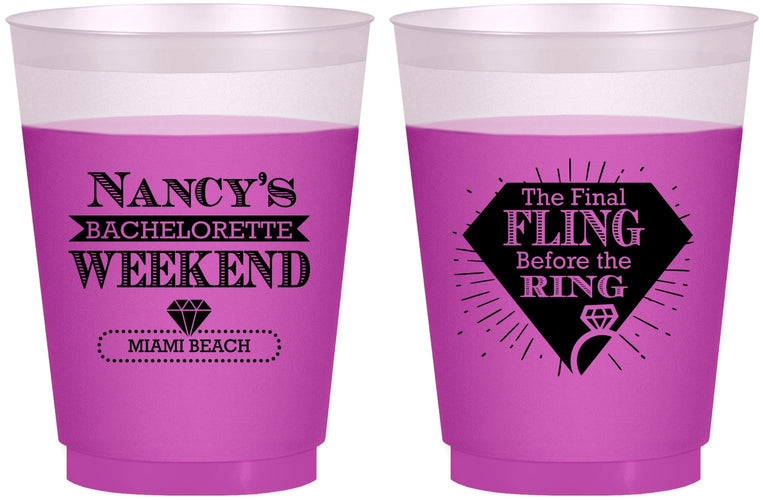 Custom Bachelorette 16 oz Color Changing Frosted Cups - Final Fling Before The Ring | 60129