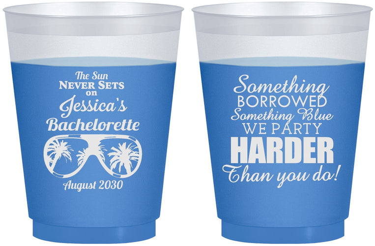 Custom Bachelorette 16 oz Color Changing Frosted Cups - Something Borrowed | 60132