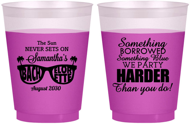Custom Bachelorette 16 oz Color Changing Frosted Cups - Something Borrowed | 60133
