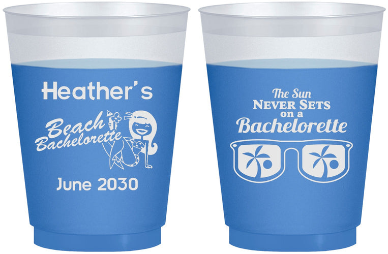 Custom Bachelorette 16 oz Color Changing Frosted Cups - Beach | 60135